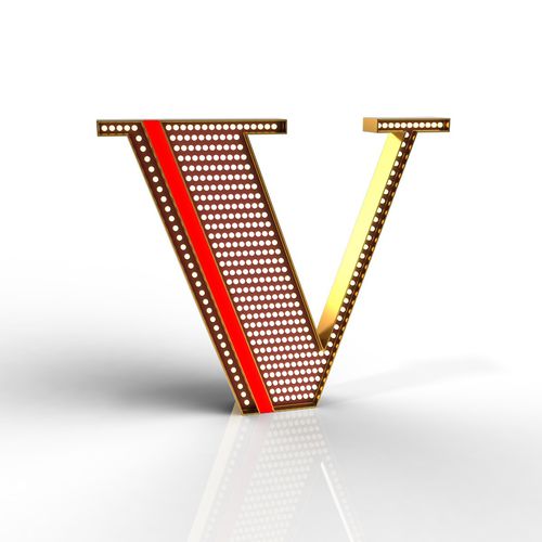 Lampada da terra - LETTER V - DelightFULL - in rame / in acrilico / design originale