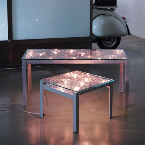 Tavolino basso contemporaneo - TAVOLINI - Knikerboker - in vetro temprato / rettangolare / luminoso