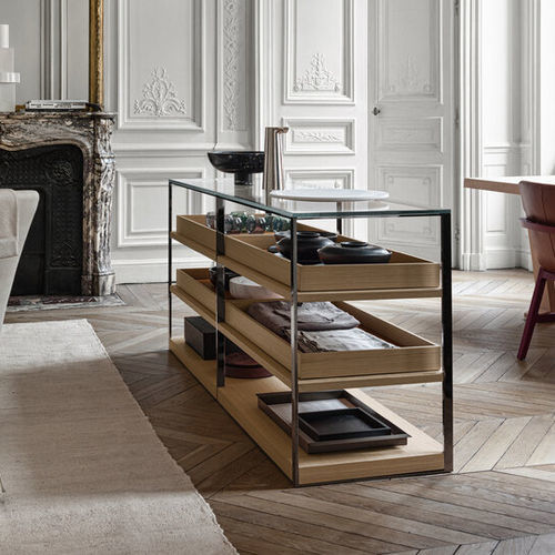 Credenza contemporanea - LITHOS - MAXALTO - impiallacciata in legno / in MDF / in metallo verniciato