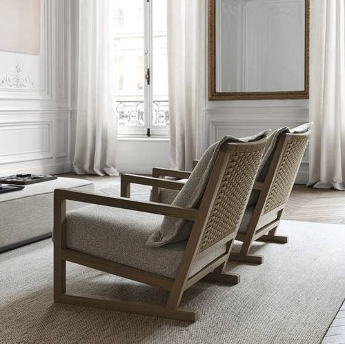 Poltrona contemporanea - CLIO - MAXALTO - in tessuto / in pelle / in legno massiccio