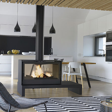 Stufa a legna - 1000 - Axis - 8 kW / con piedi / centrale