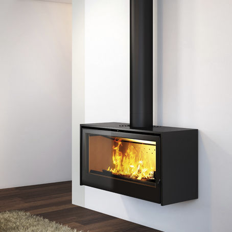 Stufa a legna - I800P - Axis - 7 kW / da parete / contemporanea