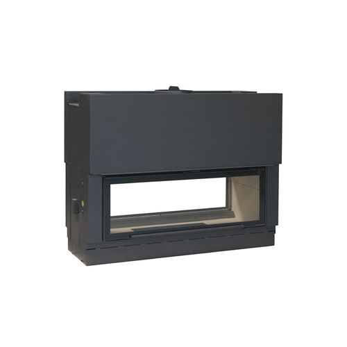 Focolare chiuso a legna - H1600DF - Axis - a doppia faccia / in acciaio / con porta a scomparsa