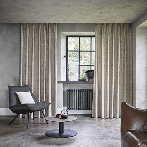 Tessuto per tende - FLUX    - KOBE INTERIOR FABRICS - con motivi geometrici / in poliestere / in lino