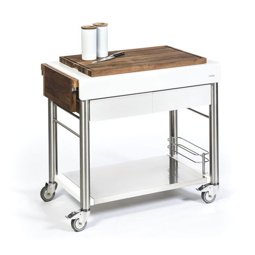 Tavolo di preparazione in legno - SERVEBOY SUPERBIANCO DUO UNICO - Indu+ - in acciaio inossidabile / mobile / professionale