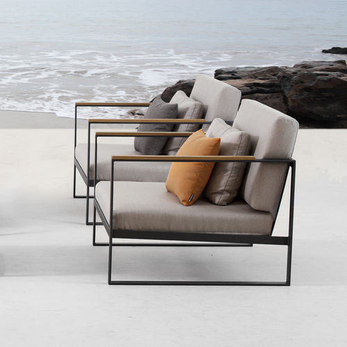 Poltrona contemporanea - EASY - Röshults - in Sunbrella® / in teak / in acciaio inossidabile
