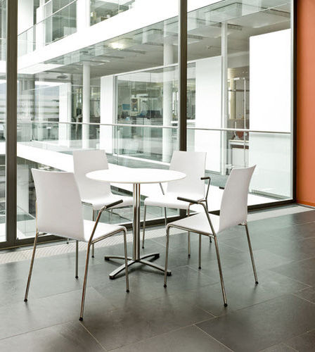 Tavolo da bistrot contemporaneo - CROSS 3070 - Brunner GmbH - in HPL / con supporto in acciaio / con supporto in acciaio cromato
