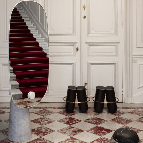 Specchio da terra - ICONIC - LA CHANCE - contemporaneo / in marmo / in legno