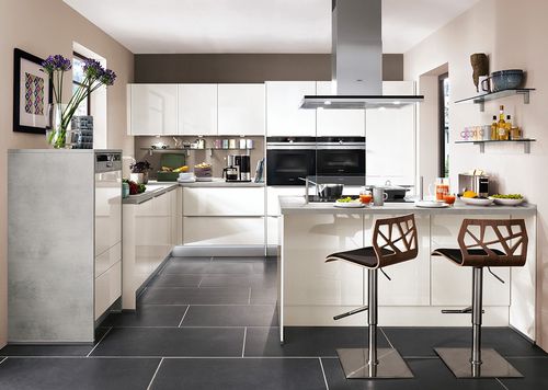 Cucina contemporanea - LUX 814  - nobilia - impiallacciata in legno / a L / con impugnature