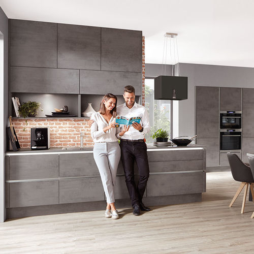 Cucina contemporanea - RIVA 889 - nobilia - in calcestruzzo / senza maniglie / grigia