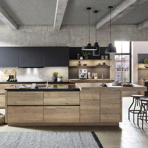 Cucina contemporanea - STRUCTURA 402 - nobilia - in legno / in quarzo / con isola