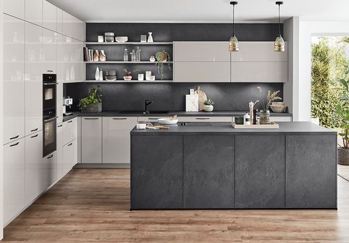 Cucina in ardesia - NOVALUX 519 - nobilia - contemporanea / in legno / con isola