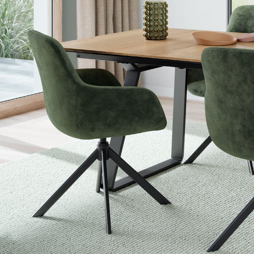 Sedia da pranzo contemporanea - Turn  - nobilia - da interno / in velluto / in pelle