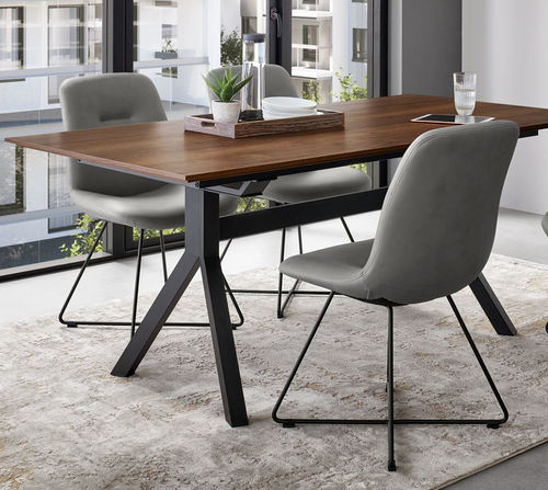 Sedia da pranzo contemporanea - Cross - nobilia - da interno / in velluto / in pelle