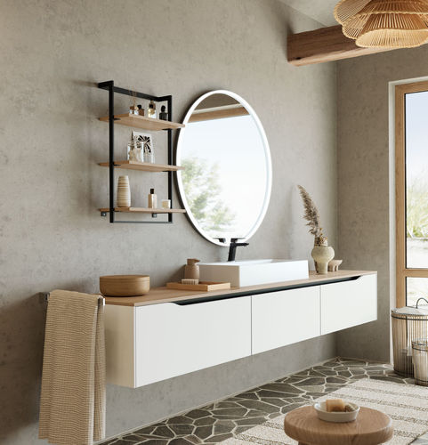 Specchio da bagno a muro - ABRIL - nobilia - contemporaneo / rotondo / bianco