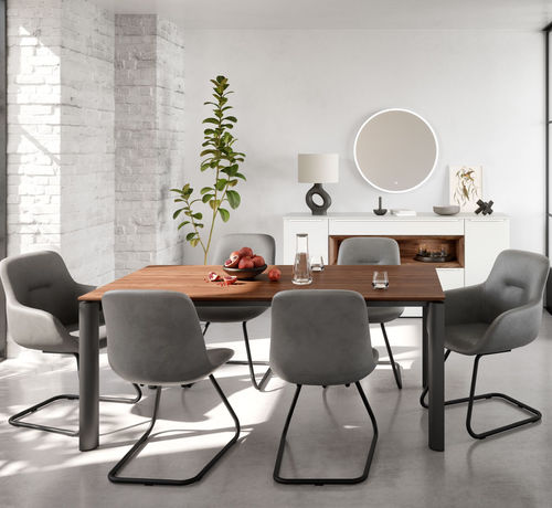 Tavolo da pranzo contemporaneo - Porto  - nobilia - in legno / in calcestruzzo / in ardesia