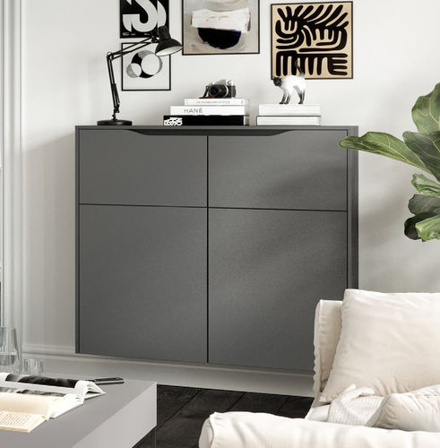 Credenza a muro - LINE N CURVE - nobilia - contemporanea / in legno laccato / grigia