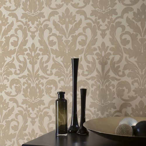 Carta da parati in stile - DALARNI TAUPE SR1867 - WALLS REPUBLIC - in tessuto / damasco / metallizzata