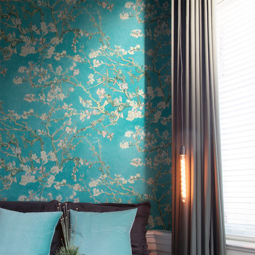 Carta da parati contemporanea - TURQUIOSE BLOSSOMING ALMOND TREES R2788 - WALLS REPUBLIC - in tessuto / con motivi floreali / motivi cinesi