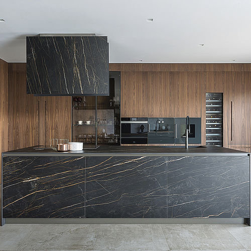 Cucina contemporanea - T45, D90 - TM Italia - in noce / in vetro / in gres