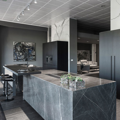 Cucina contemporanea - 20200220 - TM Italia - in rovere / in pietra / in acciaio inossidabile