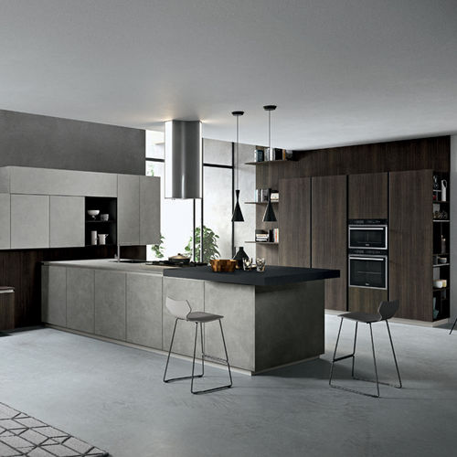 Cucina contemporanea - PLAY - DIBIESSE - impiallacciata in legno / in legno laccato / con isola