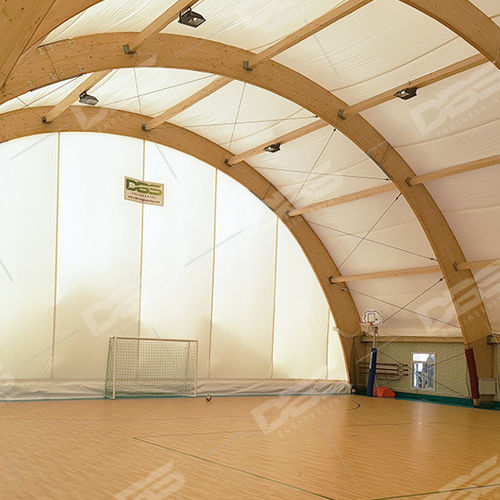 Tensostruttura su ossatura in legno - WOODEN HALLS - DBS Mont - per copertura / con membrana in PVC / per spazi pubblici