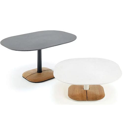 Tavolino basso contemporaneo - Enjoy - Ethimo - in teak / in metallo / in ceramica