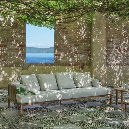Divano contemporaneo - Grand Life - Ethimo - da giardino / in tessuto acrilico / in corda