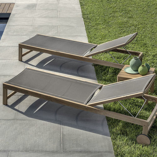 Lettino prendisole contemporaneo - Sand - Ethimo - in tessuto / in teak / in teak