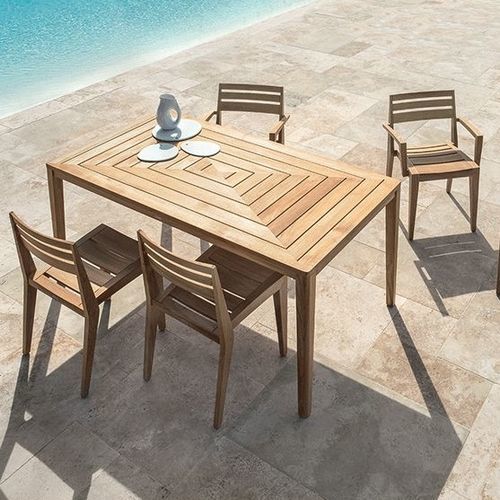 Tavolo contemporaneo - Friends - Ethimo - in teak / con supporto in teak / rettangolare