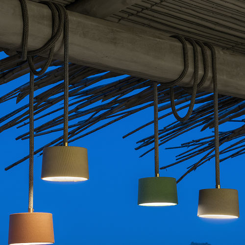 Lampada a sospensione - Gaia - Ethimo - in teak / in poliestere / in corda