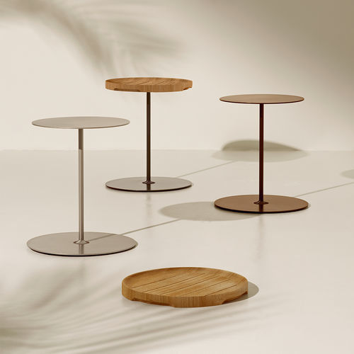 Tavolo d'appoggio contemporaneo - Tender - Ethimo - in teak / in alluminio / con supporto in alluminio
