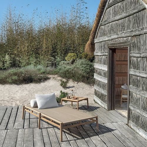 Lettino prendisole contemporaneo - Kilt - Ethimo - in corda / in teak / ecolabel FSC