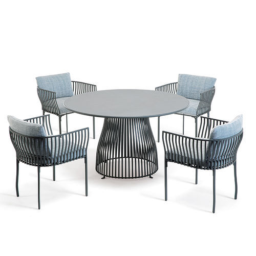 Tavolo da pranzo contemporaneo - Venexia - Ethimo - in ceramica / con supporto in alluminio / rotondo