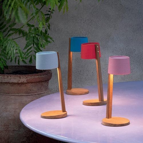 Lampada da tavolo - Gaia - Ethimo - in teak / in poliestere / contemporanea