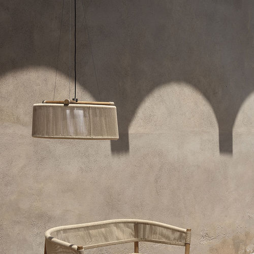 Lampada a sospensione - Kilt - Ethimo - in teak / in corda / contemporanea