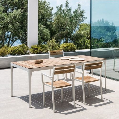 Tavolo contemporaneo - Play - Ethimo - in teak / in alluminio / in ceramica