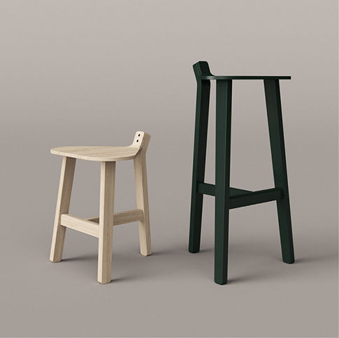 Sgabello da bar contemporaneo - BRONCO - karakter - in legno / contract / nero