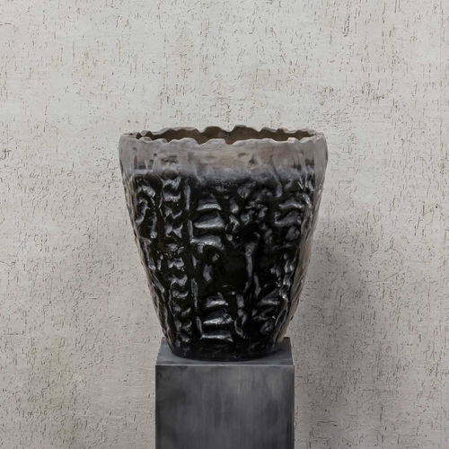 Vaso da giardino in terracotta - LUANDA : OLV - DOMANI - rotondo / per uso residenziale / nero