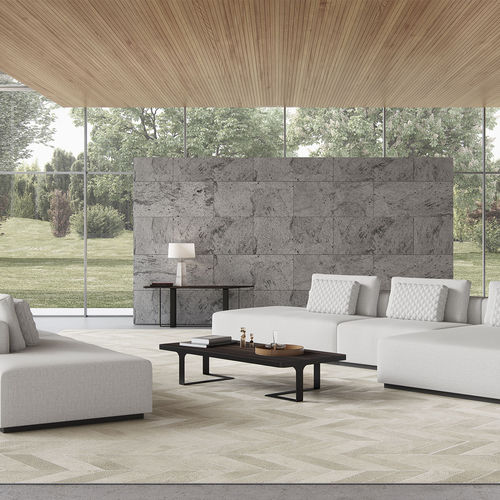 Tavolino basso design minimalista - CLINTON - MODLOFT - in rovere / in MDF / in acciaio