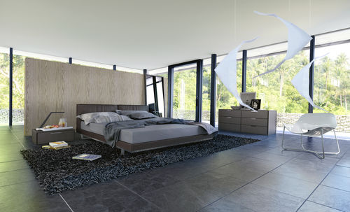 Letto matrimoniale - BROOME - CAL KING - MODLOFT - contemporaneo / con testiera imbottita / in pelle