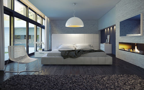 Letto matrimoniale - THOMPSON - KING - MODLOFT - contemporaneo / imbottito / in pelle