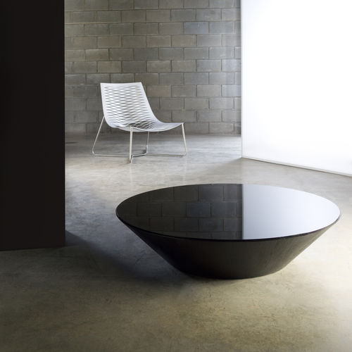 Tavolino basso contemporaneo - DORSET - MODLOFT - in vetro / rotondo / per uso residenziale