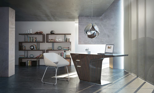 Scrivania contemporanea - MERCER - MODLOFT - in wengé / con base in pannelli