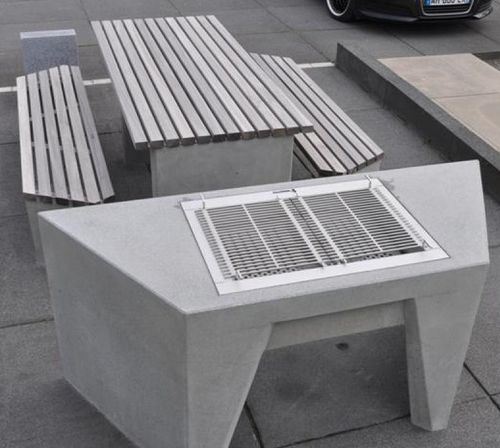Set tavolo e panca contemporaneo - BUTCH - URBASTYLE - in legno / in calcestruzzo / da esterno