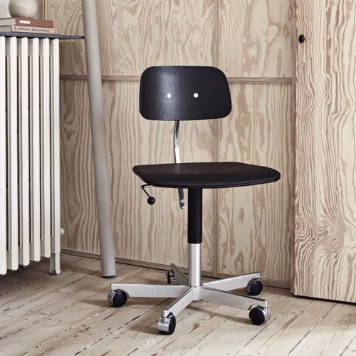 Sedia operativa in metallo - 2533 - Engelbrechts - in pelle / in legno / con base a stella