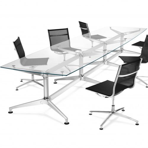 Tavolo da riunione contemporaneo - 12 SERIES - Engelbrechts - in alluminio / in vetro / con supporto in metallo