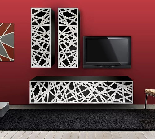 Mobile porta TV contemporaneo - MAFURN 1 - BOHEME DESIGN - in laminato / bianco / nero