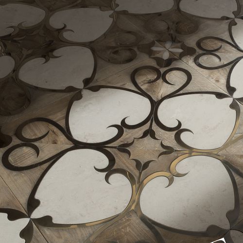 Parquet massello - NESEA - Parchettificio Toscano Srl - in rovere / con intarsio in marmo / satinato